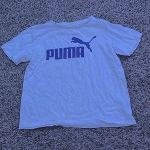 I am selling a boy puma shirt sized US m/10-12 that is colored white and blue